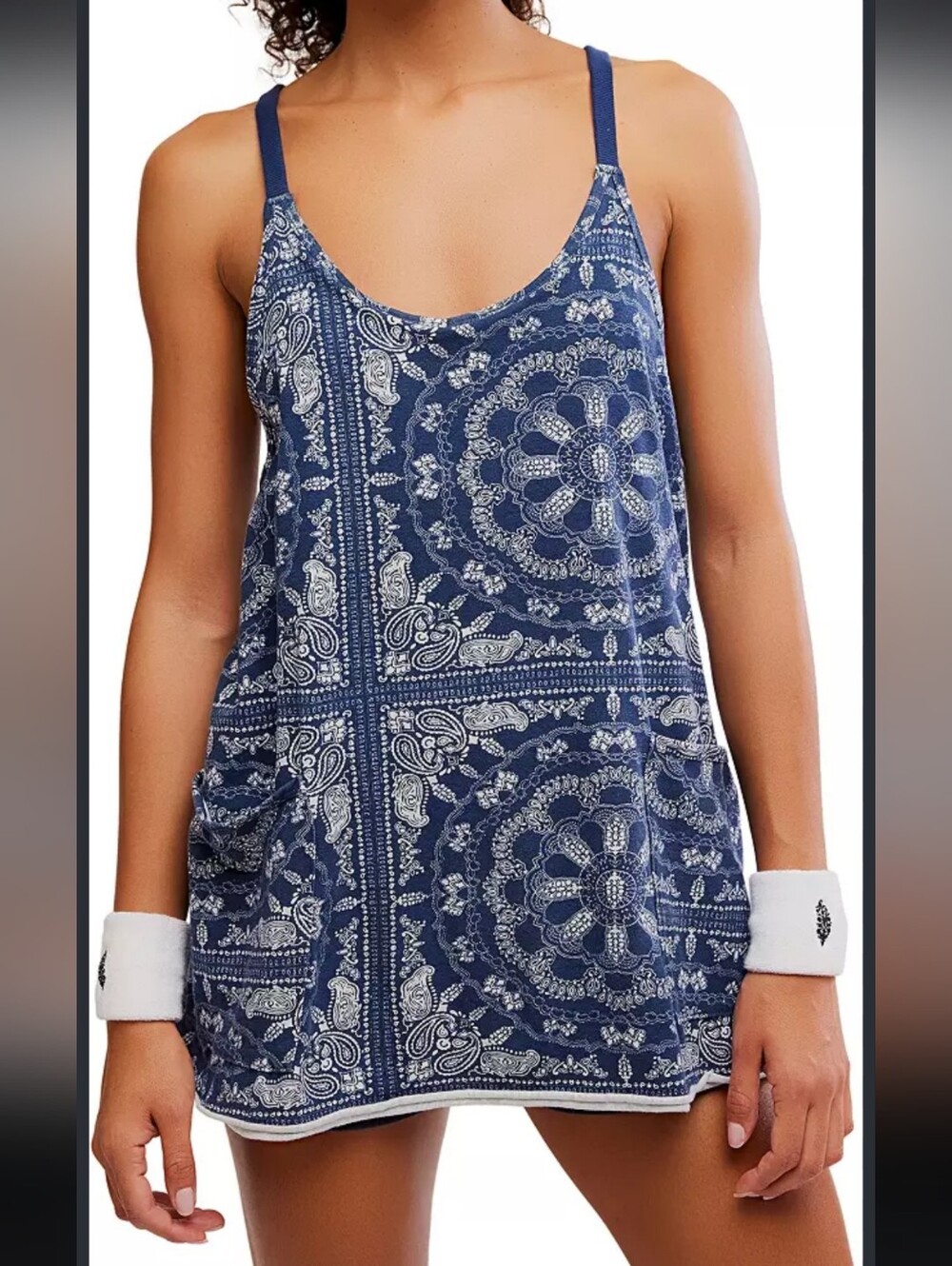 FP Movement by Free People Navy & White Bandana-Print Mini Dress